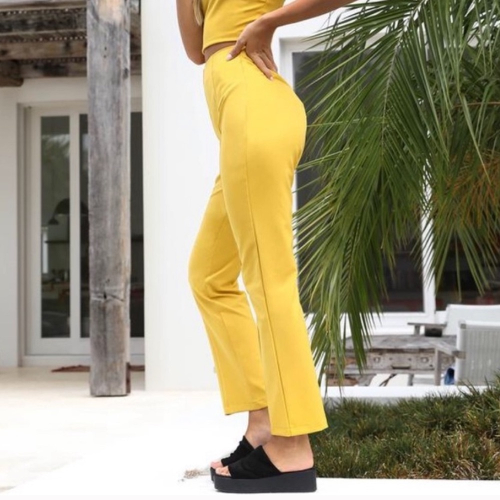 NEW Tiger Mist Kinsley Mustard Pants High Rise - Picture 9 of 9